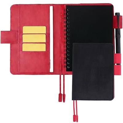 CRASPIRE A6 Velvet Notebook Cover Black Leather Book Sleeve with Card Slots 4.5 x 6.6 Inch PU Envelope Folder Business Briefcase Reusable Leather Portfolio Organizer for Book Lover Classmate Gifts