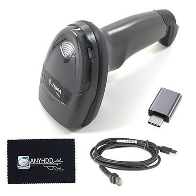 DS2208-SR Handheld 2D Barcode Scanner Kit with USB Cable, USB-A to USB-C Adapter & Cleaning Cloth – Wired Standard Range Imager, Black