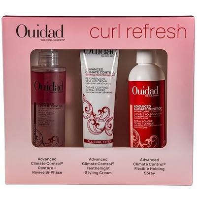 Ouidad Curl Refresh Bundle, Frizz Control Curl Defining Spray, 6 oz, Curly Hair Cream, 5.7 oz & Flexible Holding Spray, 8.5 oz, Lock in Moisture and Lock out Humidity, For All Curly Hair Types