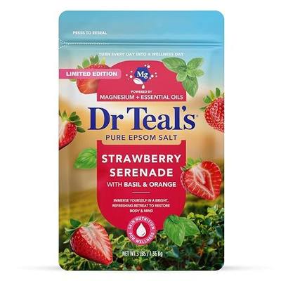 Dr Teal's Epsom Salt Magnesium Soak, Strawberry Serenade with Basil & Orange, 3 lbs