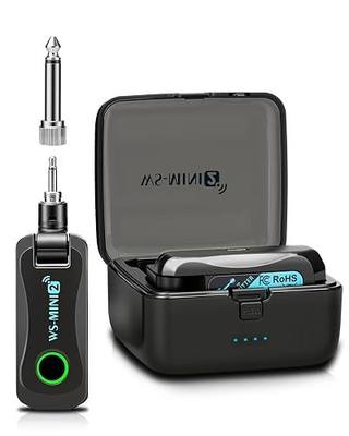 Wireless Guitar System with Charging Case, 2.4GHz Low Latency Digital Signal Transmitter Receiver Set for Electric Guitar & Bass, Plug and Play, Up to 130ft Range, Rotatable Jack, WS-MINI2