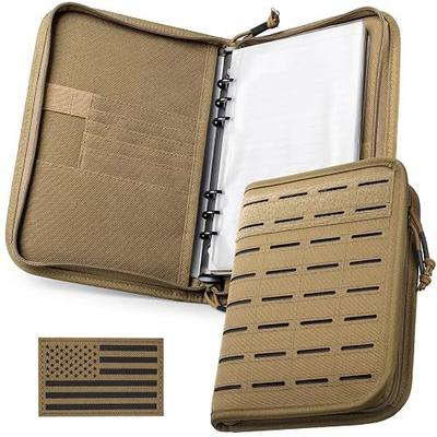 Molle Notebook Cover with Detachable A5 Clear Plastic 6-Ring Binder | 6.9x10" Zip Book Cover, 80 Refill Line Papers, 1“ O-Ring Padfolio binder, for Gift Planners Travel Feild Work School