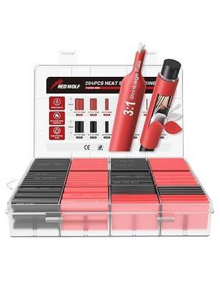 RED WOLF 3:1 Heat Shrink Tubing Kit 264PCS, Waterproof Marine Grade Wire Wrap, UL Certified Adhesive Lined Dual Wall Heat Shrink Tube for Automotive Marine Industrial Electrical, Black & Red