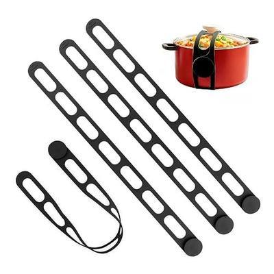 4-Pack Silicone Latch Straps with Button for Slow Cooker Lid, Pot, Bento Box,21" Reusable Elastic Self-Locking Ties for Organizing Cords,Yoga Mats, Curtains & Camping Gear, Spill-Proof Transport