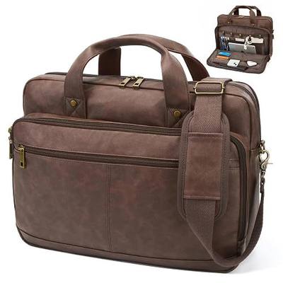 Briefcase for Men Leather Laptop Bag 16 Inch Messenger Bag Vintage Crossbody Laptop Computer Bag for Business,Work,Travel