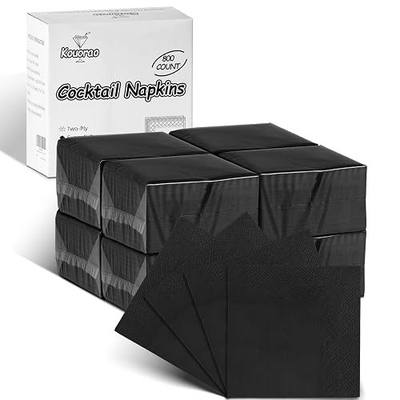 Black Cocktail Napkins - 800 Count Disposable Paper Napkins, 2-Ply 4.5 x 4.5 Inch Beverage Napkins Bulk for Dinner Wedding Bar Party and Everyday Use