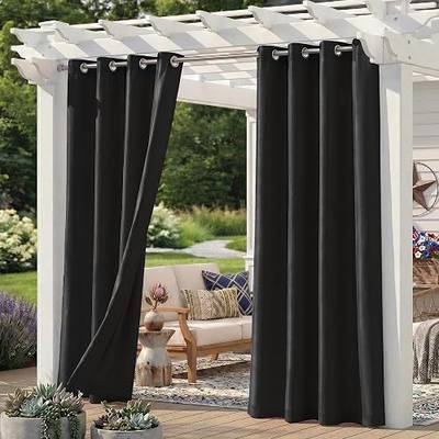 Set of 4 Outdoor Curtains for Patio Waterproof, Breathable Grommet Panels for Porch, Pergola & Gazebo, Light Filtering, Weatherproof, 54W x 84L Inches, Black
