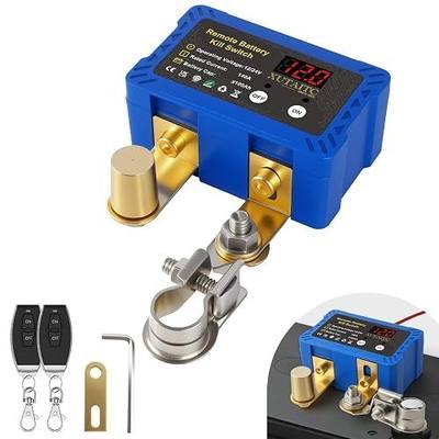 Remote Battery Disconnect Switch 12V/24V 140A with LED Voltmeter Display | Battery Cut Off Kill Switch Anti-Theft & Battery Drain Protection, Battery Kill Switch for Car Battery Up to 100AH