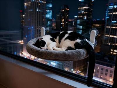 YGP Heavy-Duty Metal Frame Cat Window Perch with Foldable Design | No Drilling Space-Saving Fold-Down 40lbs Tested Hold 4 Strong Suction Cups Ultra-Soft Fleece Hammock for Cats