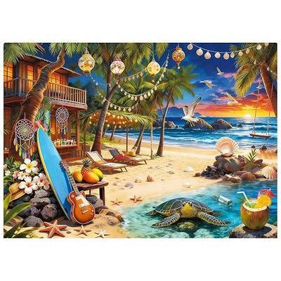 Beach House Puzzles for Adults 1000 Pieces | 1000 Piece Holiday Island Cozy Beach Sunset Jigsaw Puzzles for Adults, Impossible Hard Fun Challenging Puzzles for Adults