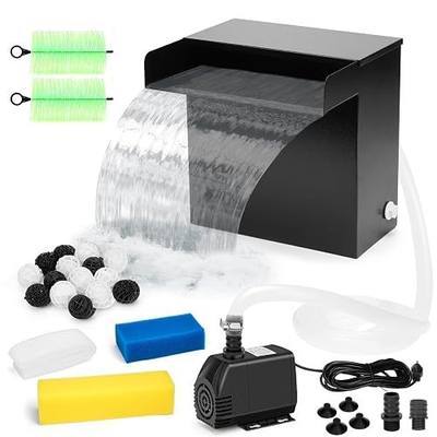 Pond Waterfall Spillway Kit with 800 GPH Pump, 5-Layer Filtration system, 9.8FT Oxford Hose, Complete Pond Kit for Outdoor Ponds, Koi Pond Waterfall Kit, Fountain Feature (12"L x 10.4"W x 12.5"H)