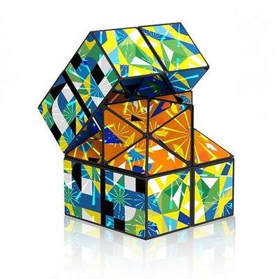 Kaleidoscope Infinity Cube, 2.2" Holographic Fidget Block Toy for Adults, Glossy Silent Fidget Cube for Kids, Pocket-Sized Sensory Toys Cool Gadgets Gifts for Coworkers Teens