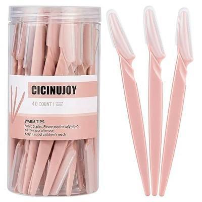 Dermaplaning Tool for Women, 40pcs Newbie Friendly Facial Hair Removal, Face Eyebrow Razors and Shaver with Protective Covers for Peach Fuzz Remover, Blush Pink, Stainless Steel