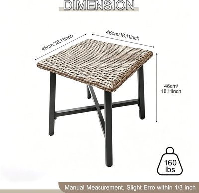Outdoor Side Tables for Patio, Small Wicker Patio Rattan Side Table | Outside End Table for Backyard, Porch, Pool, Weather Resistant & Easy Maintenance (Brown)