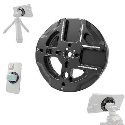 Magnetic Phone Mount Plate with 1/4"-20 Thread & Cold Shoe, N52 Strong Magnet 15N Hold, Aluminum Camera Mount Adapter for iPhone MagSafe, Tripod, Ball Head, Vlogging & Filming Rig (Black)
