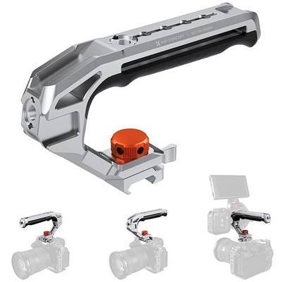 K&F CONCEPT Camera Top Handle with Dual Mount (3/8"-16 Locating & NATO) | Grip for Camera Cage with Replaceable Silicone Pad, 4 Cold Shoes, 4X 1/4"-20 & 3X 3/8"-16 Threads