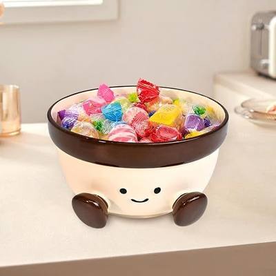 MSJGA 30 oz Cute Candy Bowls Dish for Home Decor, Decorative Key Bowl for Entryway Table Funny Ceramic Ramen Soup Snack Serving Bowls, Handmade Fruit Bowl for Kitchen Counter, Unique Gifts for Women