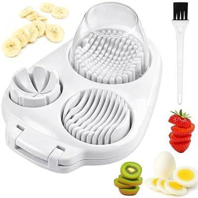 Egg Cutter, 3 in 1 Multipurpose Cheese Cutter and Butter Cutter with Cleaning Brush, Kitchen Cutter for Hard Boiled Eggs and Strawberries, Fruit Cutter For Egg Strawberry Mushroom
