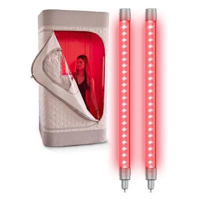 Homedics Dual Red Light Wands for Sauna, 2 Handheld Red Light Wands with 660nm Red & 850nm Near-Infrared LEDs, Sauna Add-On with Controller, Eye Goggles, Hooks & Power Adapter, White