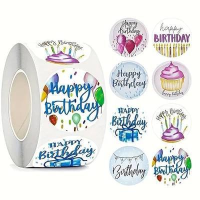 500 PCS Happy Birthday Roll Stickers, 8 Styles Waterproof Vinyl Birthday Party Decals for Gift Wrapping, Envelope Decor, Trendy Stickers for Teens, Adults, Boys and Girls(Birthday)