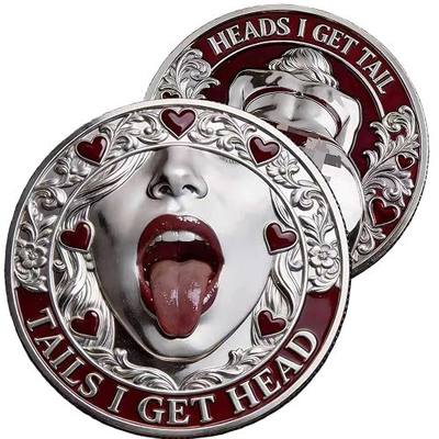 Heads or Tails Decision Challenge Coin – Double-Sided Fun Suggestion Coin, Gold Plated Metal Flip Token for Games, Date Night, Parties, Collectible Novelty Gift (G)
