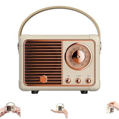Retro Bluetooth Speaker, Wireless Mini Bluetooth Speaker Radio Support USB/TF Card/AUX, Vintage Decor, Retor Decor for Kitchen Desk Bedroom Office, Birthday Gifts for Women Men Teens, Beige