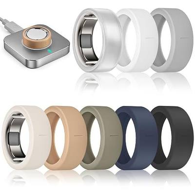 8 Pack Ring Cover Compatible with Oura Ring Gen 4/4 Ceramic/Gen 3 | Elastic Silicone Anti-Scratch Protector for Ultrahuman/RingConn Gen 3/Gen 2/Gen 2 Air Cover, Supports Charging