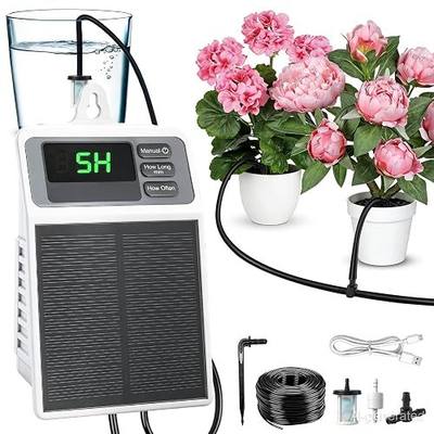 Solar Automatic Drip Irrigation System,Auto Self Watering Kit with Timer | Solar Powered Watering Device for Pots Plants,Indoor/Outdoor Irrigation System for Garden,Balcony & Patio Watering System