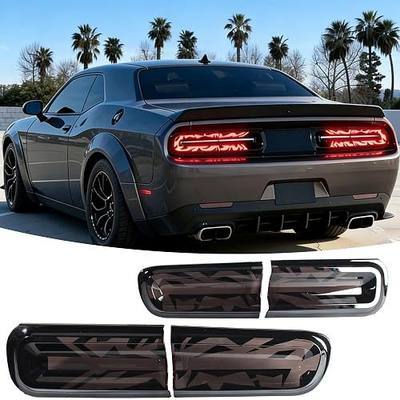 Tail Light Covers Tint for Dodge Challenger 2015-2023 Accessories | (for GT, RT, Scat Pack, SRT, 392, Hellcat, SXT, T/A), Laser Technology Style, Taillight Smoked Black, Upgrade Appearance