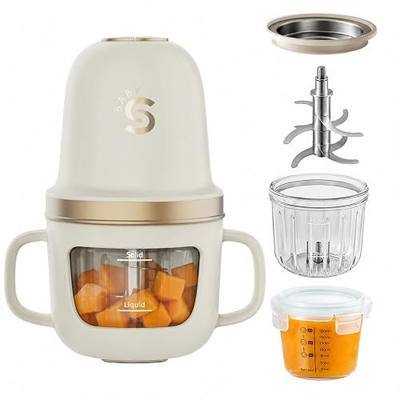 SosekiBaby Solo Baby Food Maker, 10oz Glass Puree Blender & Mini Food Processor | 316L Stainless Steel Blades, 2-Speed Control | BPA-Free Homemade Baby Food Grinder for Fruit, Vegetable & Meat, Ivory