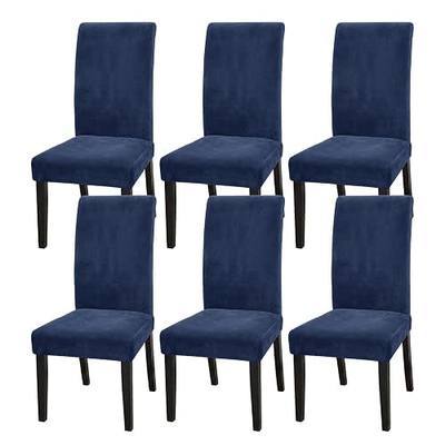 JIUZHEN Dining Chair Covers Velvet Chair Covers for Dining Room Washable Parson Chairs Slipcover Stretch Removable Kitchen Seat Protector for Home, Restaurant, Bangnet, Set of 6, Navy