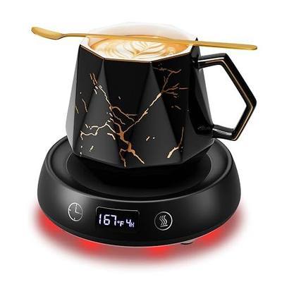 Coffee Mug Warmer & Marbling Mug Set, 1-9H Delay Start Timer Smart Heated Electric Cup Warmer for Desk Office, 3 Temperature Control Coffee Tea Beverage Warmer, 8H Auto Shut Off, Ideal Gifts for Man