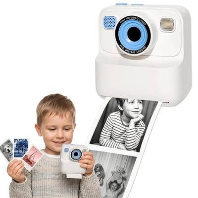Kids Instant Print Camera, Zero-Ink Thermal Printing with 4 Paper Rolls