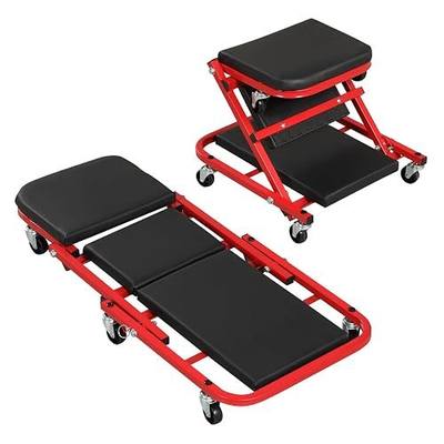 Goplus 2-in-1 Z Creeper, 36" Folding Flat Automotive Creeper Seat with Padded Seat & 6 Swivel Casters, Convertible Rolling Mechanic Stool for Auto Workshop & Repair