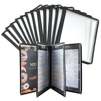 12 Pack Menu Covers 8.5 x 11 Inch, 4 Page 8 View Book-Style Menu Sleeves Clear View Menu Holder for Kitchen, Restaurant Supplies, Drink, Wine Menu
