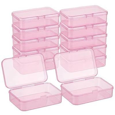 12 Pack Pink Small Containers with Lids 3.35x2.17x0.98 in, Mini Plastic Storage Box for DIY Bead Organizer, Craft Accessory Case