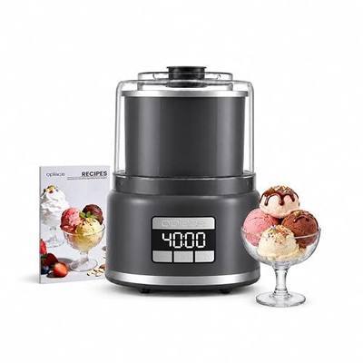 2.1 Qt Countertop Ice Cream Maker – Make Gelato, Sorbet & Frozen Yogurt in as Little as 20–30 Minutes, Fast Cooling, Visible Feeding Port, Easy 3-Button Control (Gray)
