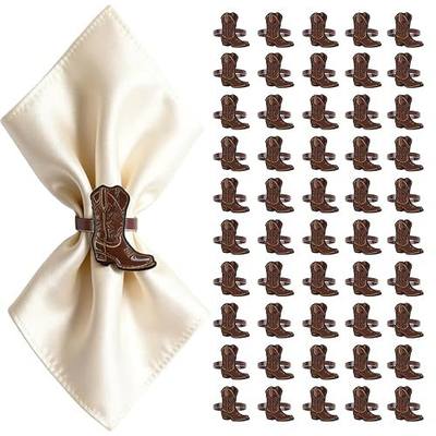 50PCS Western Party Decorations Cowboy Boot Napkin Rings Rustic Farmhouse Western Napkin Holder Metal Tissue Rings Buckles Cowboy Birthday Party Supplies