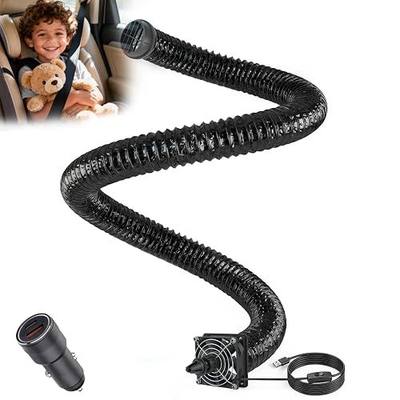 Car AC Vent Extender with USB Airflow Fan, Extendable Air Vent Hose for Backseat, AC Tube Back Seat Air Conditioning for Baby, Rear Seat Cooling Solution for Kids & Pets