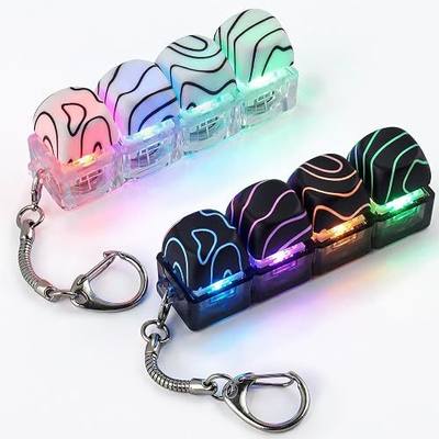 2 Pack Keyboard Fidget Toy - LED Illuminated Contour Keycaps Fidget Toy, Loud Fidget Keychain with Glowing Backlight for Adults, Boost Focus and Calm Anxiety