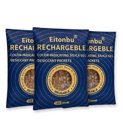 3 Packs Orange Indicating Silica Gel Desiccant, Rechargeable Moisture Absorbers for 3D Filament, Gun Safe, Camera & Storage. Cobalt Free, Reusable Beads Change Color (Orange to Green)