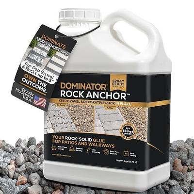 Dominator Rock Anchor 1 Gallon - Rock Glue for Landscaping Gravel & Stone, Ready to Spray, Locks in River Rock, Pea Gravel & Decorative Rock, Prevents Scattering & Washouts, Water-Based