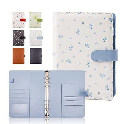 A5 K-Pop Photocard Binder, 6-Ring Refillable Notebook Planner Cover, Collector's Album, PU Leather Binder Cover for Organizing K-Pop, Trading Cards, Game Cards & Memorabilia(floral blue, A5)