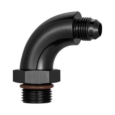 EVIL ENERGY 6AN Flare to 8AN ORB Male 90 Degree Full Flow Fitting Adapter Aluminum Black