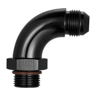 EVIL ENERGY 8AN Flare to 8AN ORB Male 90 Degree Full Flow Fitting Adapter Aluminum Black