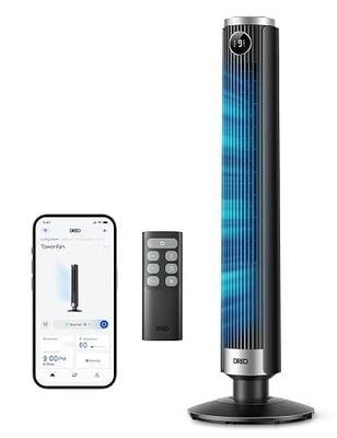 DREO Smart Tower Fan for Bedroom, 40”-45” Adjustable Height, 20dB Quiet Fan | 28 ft/s Velocity, DC Motor, 9 Speeds, 4 Modes, 90°Oscillating, Standing Fan, 12H Timer for Home, Office, with Alexa/Google