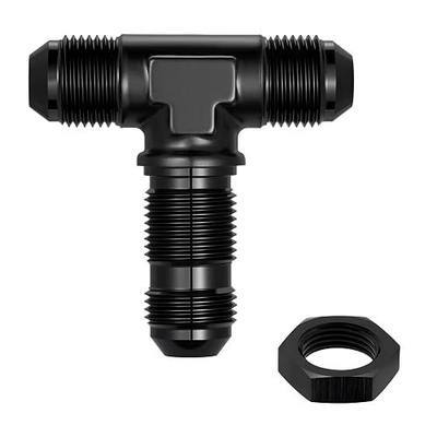 EVIL ENERGY 8AN Male Flare Bulkhead on Side Tee T Fitting Adapter, Bulkhead Tee with AN8 Nut Aluminum Black
