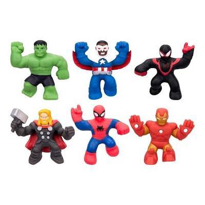Goo JIT Zu Marvel Minis, Squishy Toys, 6-Pack | Includes 6 characters, 2.5 in tall, stretching up to 4x; Thor, Venom, Iron Man, Sam Wilson, and Hulk Minis