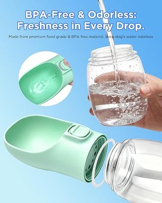 Portable Dog Water Bottle, Leak-Proof Pet Water Dispenser with Water-Saving Reflow, One-Hand Operation & Dishwasher Safe Travel Bottle for Walking, Hiking & Travel