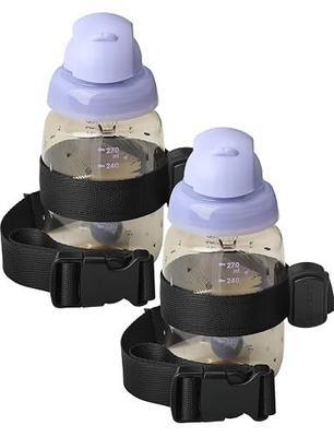 Sippy Cup Straps, 2pcs Bottle Leash, Toys Strap with Anti-Slip Lining, Adjustable Safety Tether for High Chairs, Strollers & Car Seats (Black) | Strong Nylon